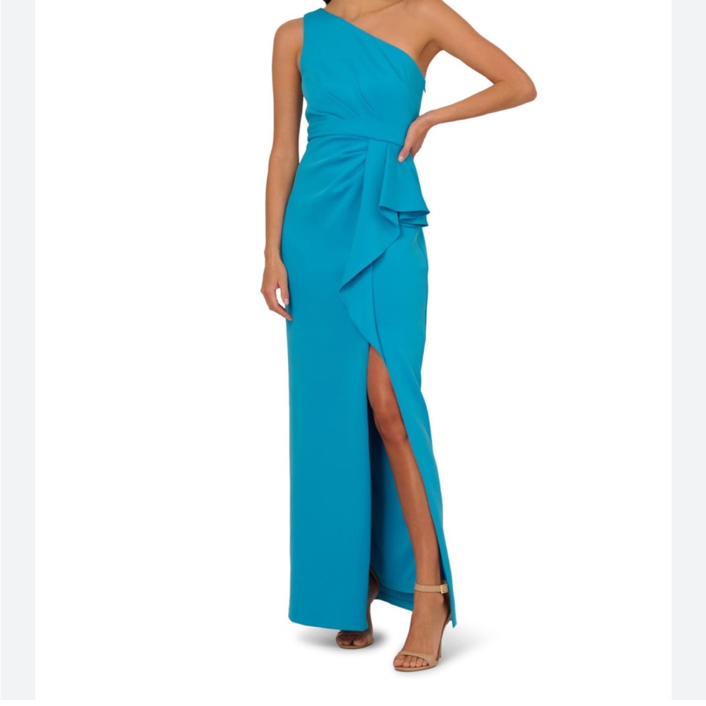Eliza J Teal One-Shoulder Dress